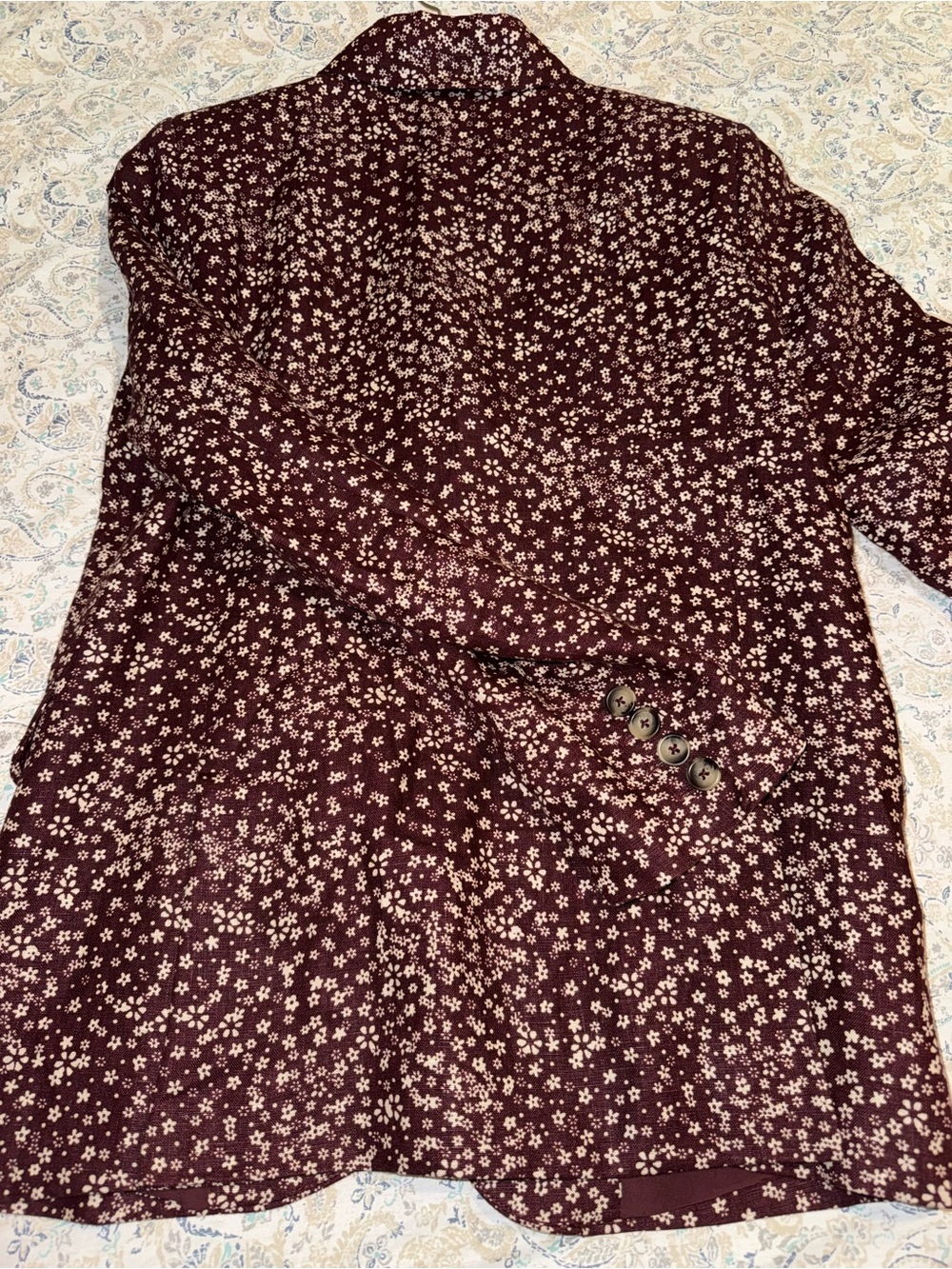 Free People Burgundy Floral Single-Button Blazer - Picture 7 of 9